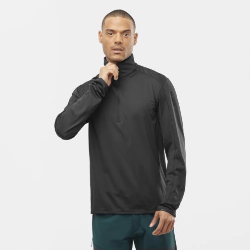 Black Salomon Essential Lightwarm Half Zip Men's Sweatshirt | PH 70162H